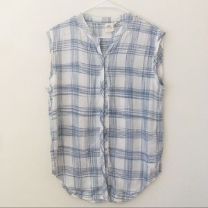 White Crow Button Down Sleeveless Blouse Sz S